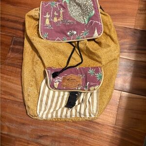 Vintage rare Quiksilver QSD Saltwater Denim Canvas Backpack – Tropical (A5)‎